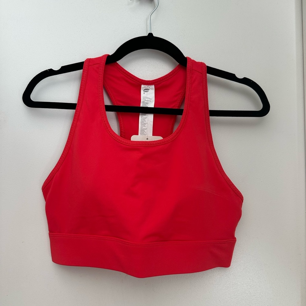Fabletics Mila Medium Impact Sports Bra in Coral